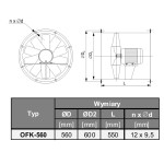 Wentylator kanałowy przemysłowy OFK-560/2B 3F - 20500m3/h - FI 560mm