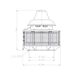TYWENT Wentylator dachowy przemysłowy PFD-630/4 3F - 36000m3/h - FI 630mm