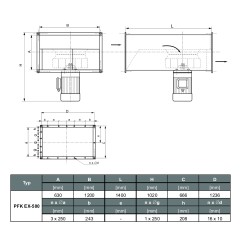 TYWENT Wentylator kanałowy przeciwwybuchowy PFK EX-500/4 3G/3D - 13000m3/h - FI 500mm