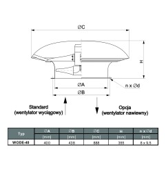 TYWENT Wentylator  dachowy przeciwwybuchowy WODE-40 D 3G/3D - 4200m3/h - FI 400mm