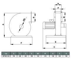 TYWENT Wentylator promieniowy przemysłowy o podwyższonym ciśnieniu WPSW-160 3F - 3900m3/h - FI 160mm